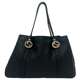 Gucci Guccissima GG Logo Hardware Tote Bag Schwarz