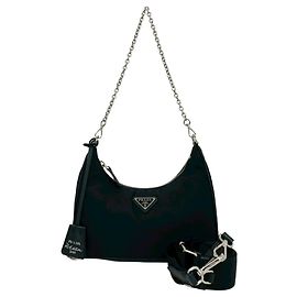 Borsa a tracolla Prada Re-Edition con logo Triangle Nero
