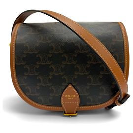 Céline Bolsa de Ombro Celine Medium Folco Triomphe Canvas Outro