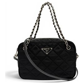 Prada 1BH910 Tessuto Inpunto Triangle Logo Sac à main Noir