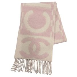 Echarpe de cashmere e seda rosa Chanel Rosa