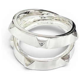 Hermès Hermes Clou de H Double Band Ring Silber