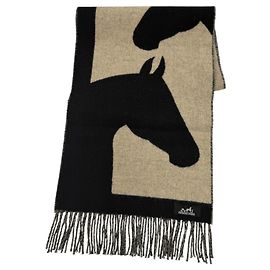 Stola Love Story in cashmere Hermès Nero Beige