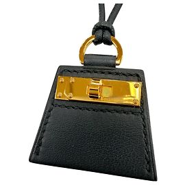Colar de couro Hermès Monpetit Kelly PM Preto