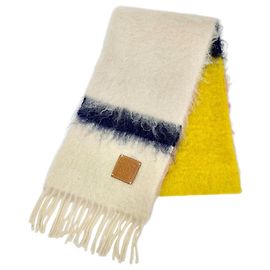 Echarpe de lã e mohair Loewe em Marfim e Multicor Multicor Cru