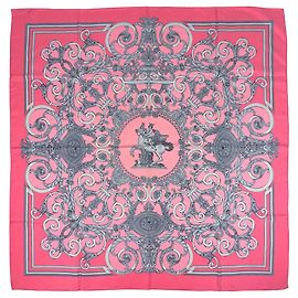 Sciarpa Carré 90 Les Tuileries Hermès Marrone Rosa