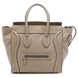 Céline Celine Bolsa Tote Luggage em couro de bezerro granulado bege Mini Bege
