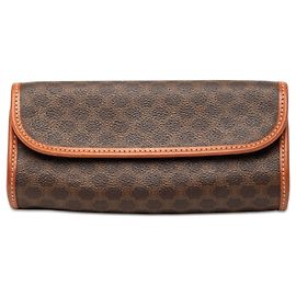 Céline Celine Brown Macadam Coated Canvas Clutch Brown