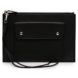 Pochette Oscar con zip in pelle nera Burberry Nero