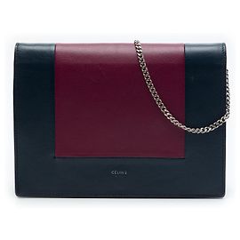 Céline Celine Red Leather Frame Wallet on Chain Red Dark red