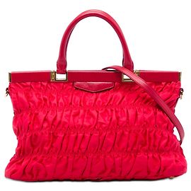 Prada Red Tessuto Gaufre Frame Satchel Red