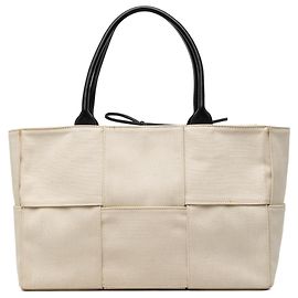 Sac cabas Bottega Veneta White Medium Canvas Maxi Intrecciato Arco Tote Blanc Autre