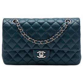 Chanel Blue Medium Classic Caviar Double Flap Bleu Autre