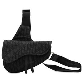 Bolsa transversal Saddle em lona Oblique preta da Dior Preto