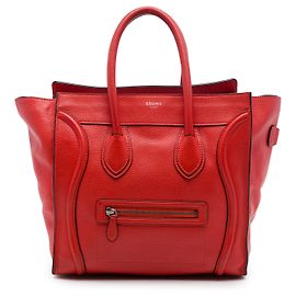 Céline Celine Orange Mini Grained Calfskin Luggage Tote Orange
