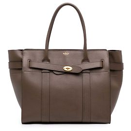 Bolsa Bayswater com fecho de correr em pele de vitelo de grão fino Small Mulberry Brown Marrom