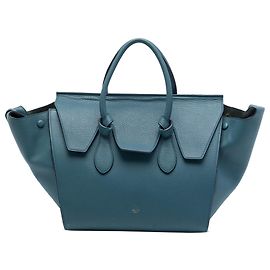 Céline Celine Blue Small Grained Calfskin Tie Knot Tote Blue Other