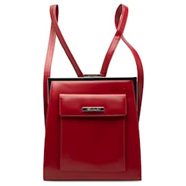 Saint Laurent Red Leather Frame Backpack Red