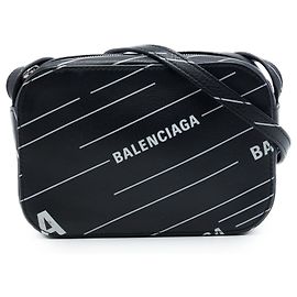 Bolsa de câmera Everyday em couro preto com logotipo impresso Balenciaga XS Preto