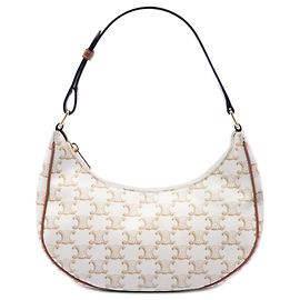 Céline Celine Brown Triomphe Coated Canvas Ava Shoulder Bag Brown Beige