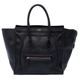 Céline Celine Black Mini Leather Luggage Tote Black