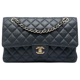 Chanel Black Medium Classic Caviar Double Flap Noir