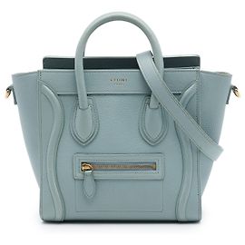 Céline Sac cabas Celine Nano Blue en cuir Bleu Bleu clair