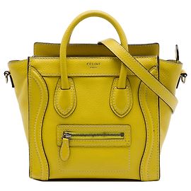 Céline Bolsa Tote Luggage em couro de bezerro granulado amarelo Celine Amarelo