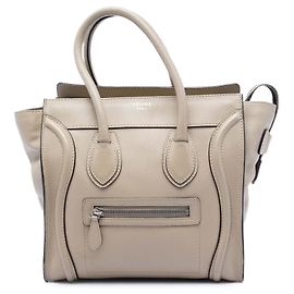 Céline Celine Beige Micro Leather Luggage Tote Beige