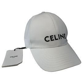 Céline Celine Logo Baseball Cap in White Cotton - Size L White