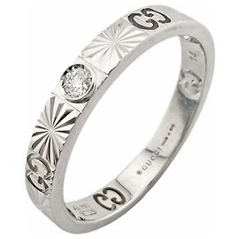 Gucci Icon Heart Ring aus 18K Weißgold mit Diamant Silber