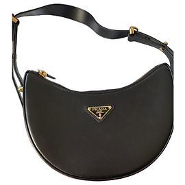 Small Prada Arqué leather shoulder bag Black