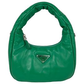 Bolsa de mão mini acolchoada em couro nappa macio verde Prada Verde
