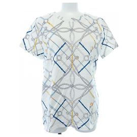 Hermès Hermes PARCOURS SANS FAUTE Tshirt Weiß Blau