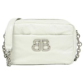 Bolsa de ombro Balenciaga Monaco Camera em couro de bezerro Branco