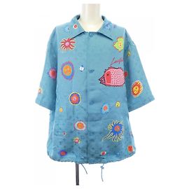 Camicia a maniche corte in seta Louis Vuitton Yayoi Kusama Limited Blu