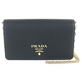 Borsa a tracolla in pelle Saffiano Prada 1BP053 Nero
