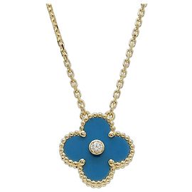 Collier Van Cleef & Arpels Vintage Alhambra Au750 Limited Bleu