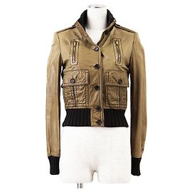 Giacca Bomber Gucci Madonna in pelle di vacca Marrone Cachi