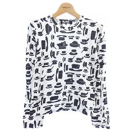 Camiseta de algodón negra Comme des Garcons Negro Blanco