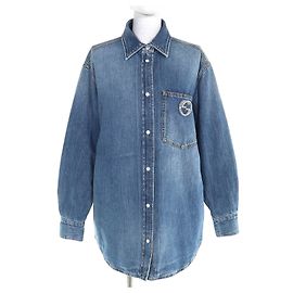 Gucci Interlocking G Brosche Denim Langarmhemd Blau Andere