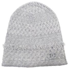Chanel COCO Mark Cashmere Knit Cap Brown