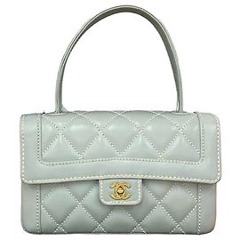 Chanel Matelasse Coco Wild Stitch Leather Handbag Blue Light blue