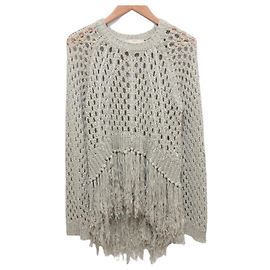 Autre Marque UN3D. Mesh Fringe Knit Pullover Beige Other