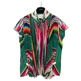 Sacai Multicolor Pleated Top Pink White Red Blue Other Green Yellow