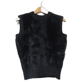 Autre Marque BLENHEIM Shaggy Knit Pullover Vest Black