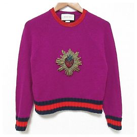 Gucci Strawberry Bijou Web Line Strickware Lila