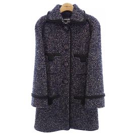 Chanel Kaschmir-Mantel Weiß Rot Blau Marineblau