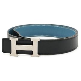 Hermès H Togo Box Calf Belt Black Blue