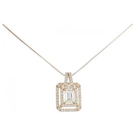 Autre Marque Colar de ouro rosa Au750 e diamantes Rosa